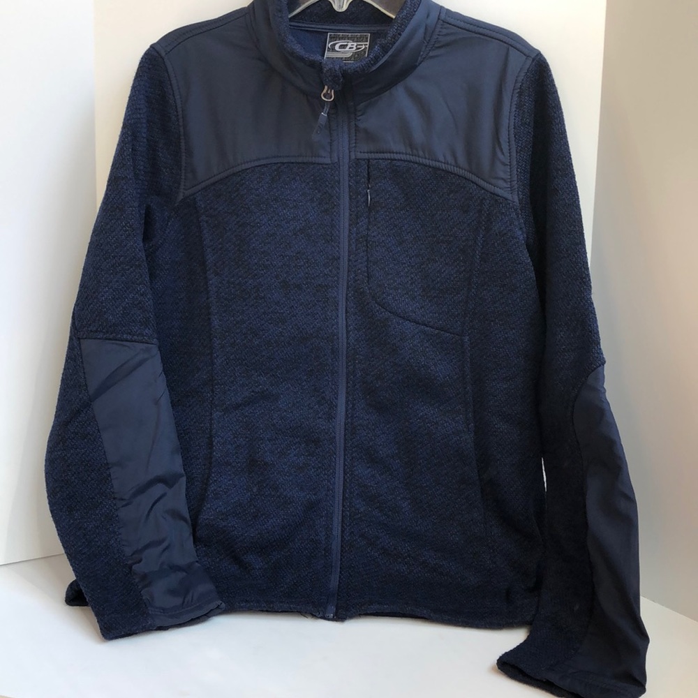 CB textured fleece lined navy zip up jacket Size medium